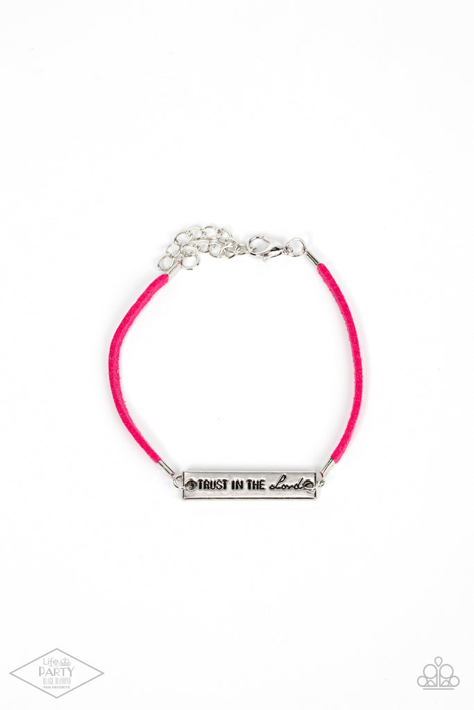 Have Faith - Pink Suede Inspirational Bracelet - Paparazzi