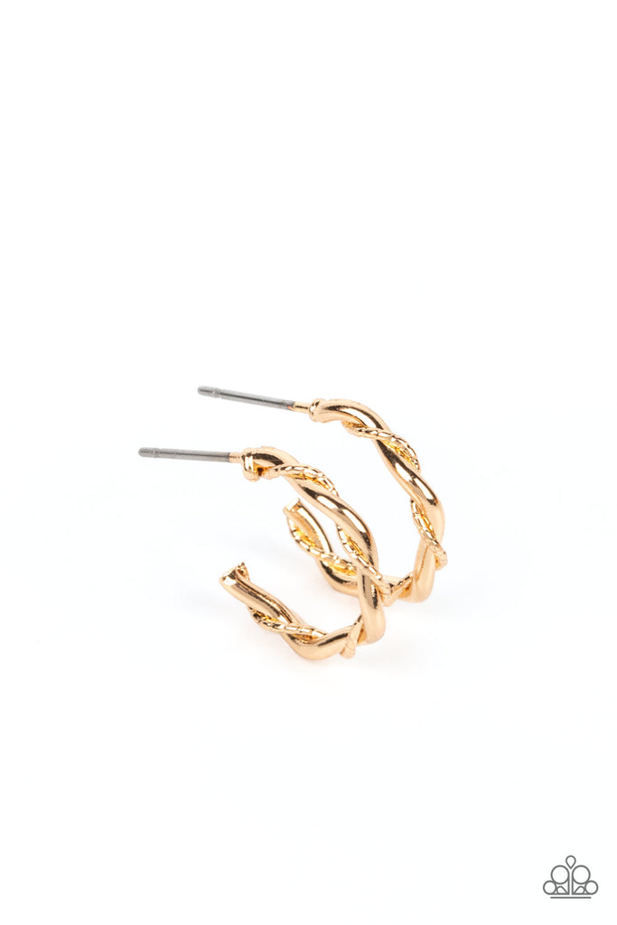 Irresistibly Intertwined - Gold Hoop Earrings - Paparazzi