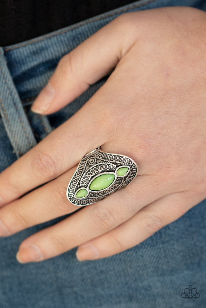 Kindred Spirit - Green Teardrop & Marquise Ring - Paparazzi