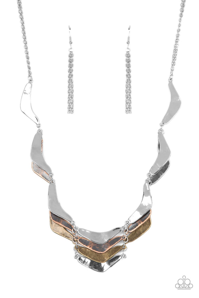 Mixed Metal Mecca - Silver, Brass & Copper Necklace - Paparazzi