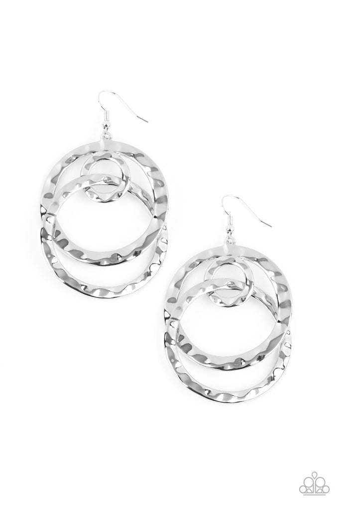 Modern Relic - Silver Hammered Earrings - Paparazzi