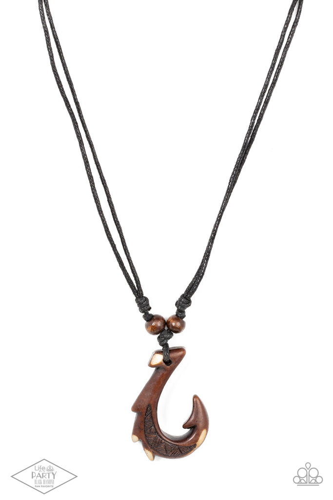 Off The Hook - Brown & Black Hook Necklace - Paparazzi
