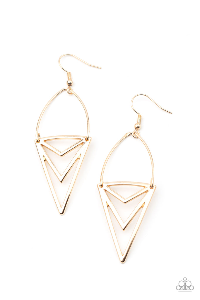Proceed With Caution - Gold Earrings - Paparazzi