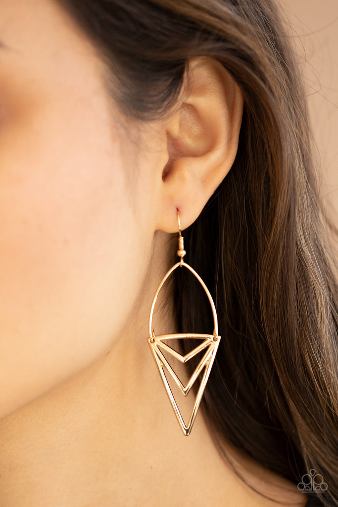 Proceed With Caution - Gold Earrings - Paparazzi
