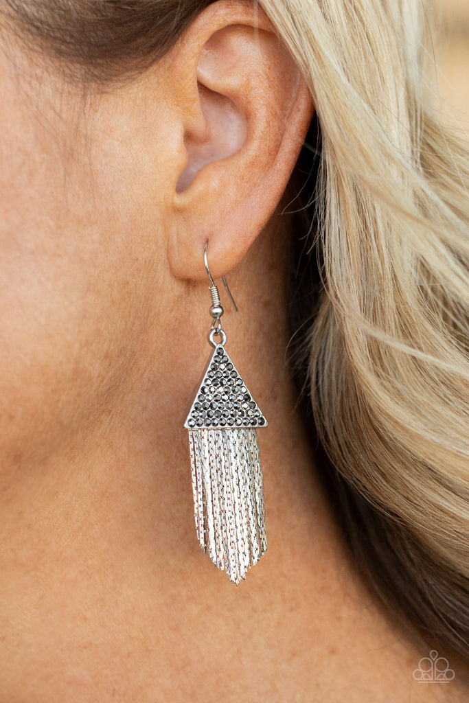 Pyramid SHEEN - Silver Hematite Earrings - Convention Exclusive 2021 - Paparazzi