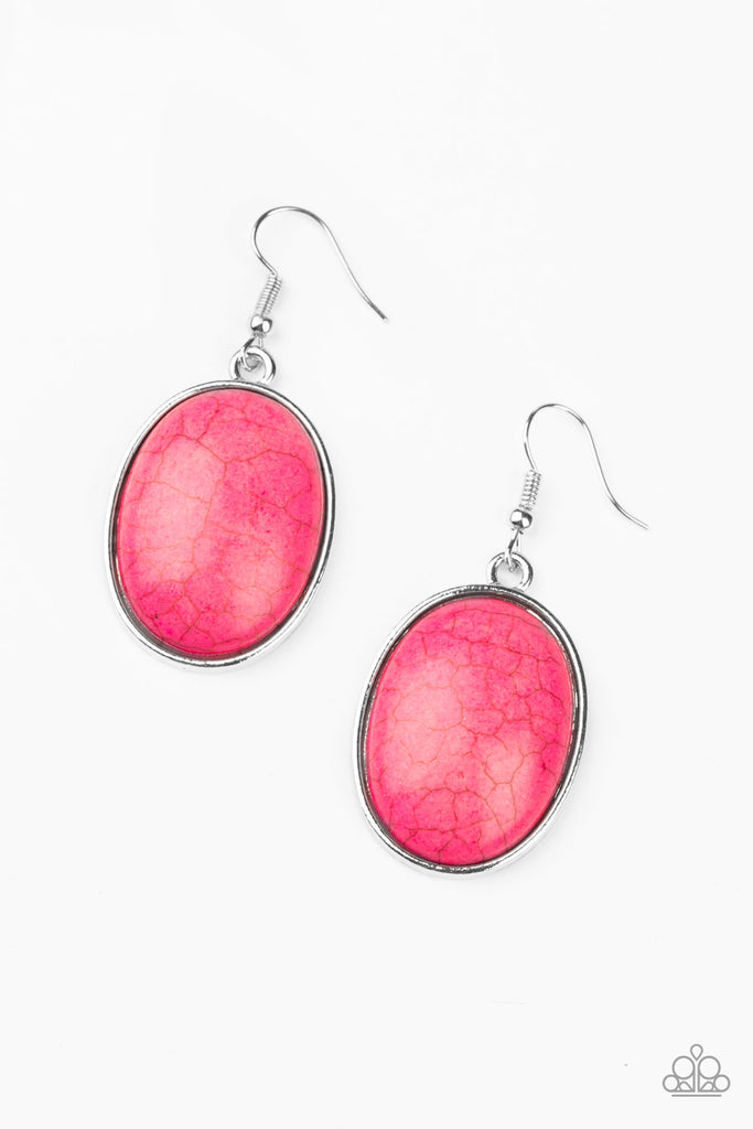 Serenely Sediment - Pink Stone Earrings - Paparazzi