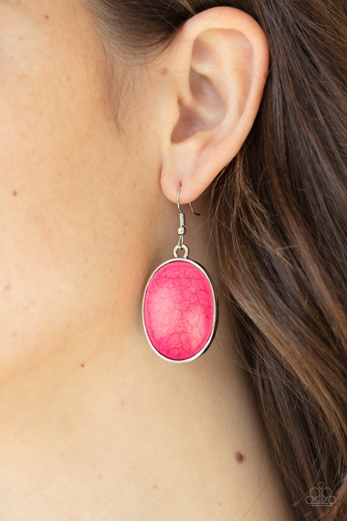 Serenely Sediment - Pink Stone Earrings - Paparazzi