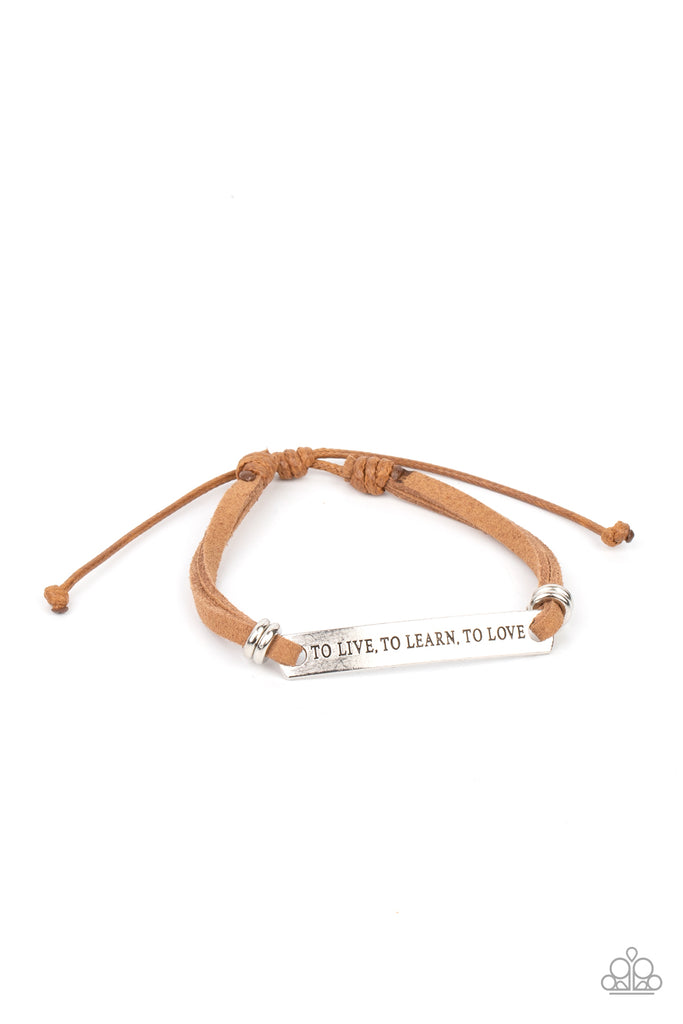 To Live, To Learn, To Love - Brown Inspirational Bracelet - Chic Jewelry Boutique