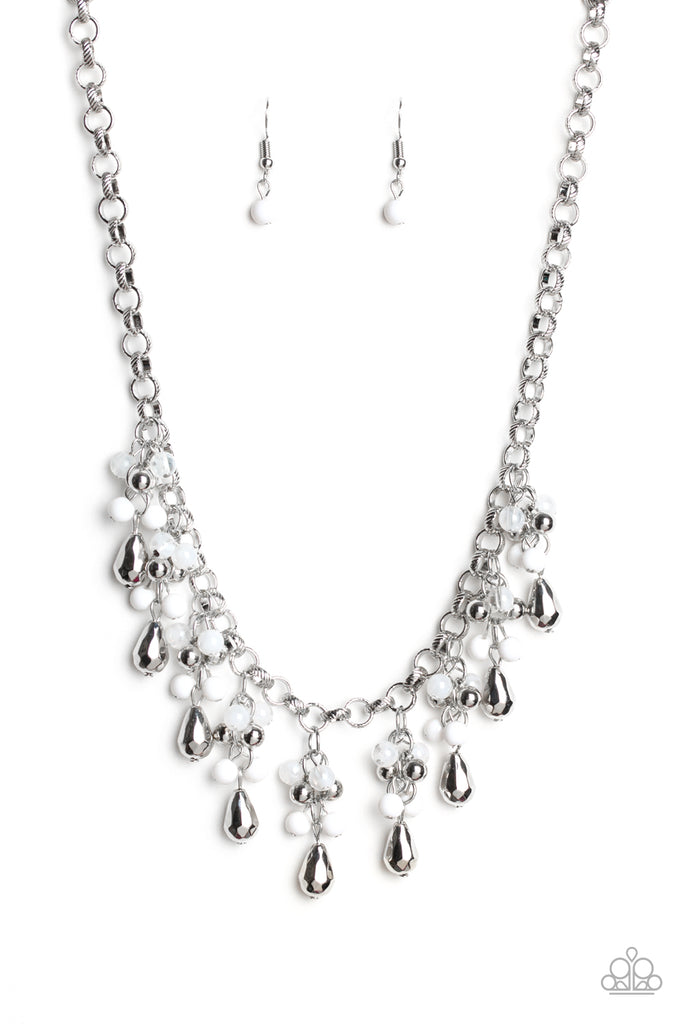 Travelling Trendsetter - White, Silver & Opaque Necklace - Paparazzi