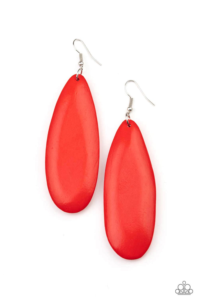 Tropical Ferry - Red Wood Earrings - Paparazzi