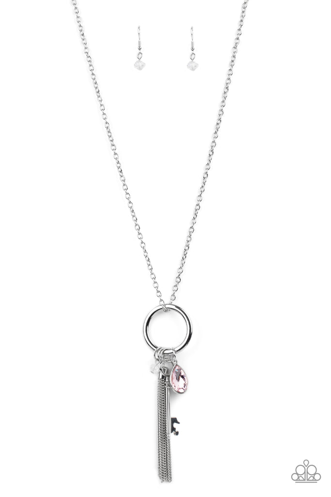 Unlock Your Sparkle - Pink Gem & Key Necklace - Paparazzi