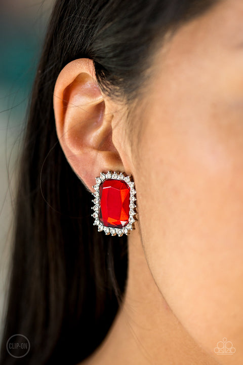 Red clearance clip earrings