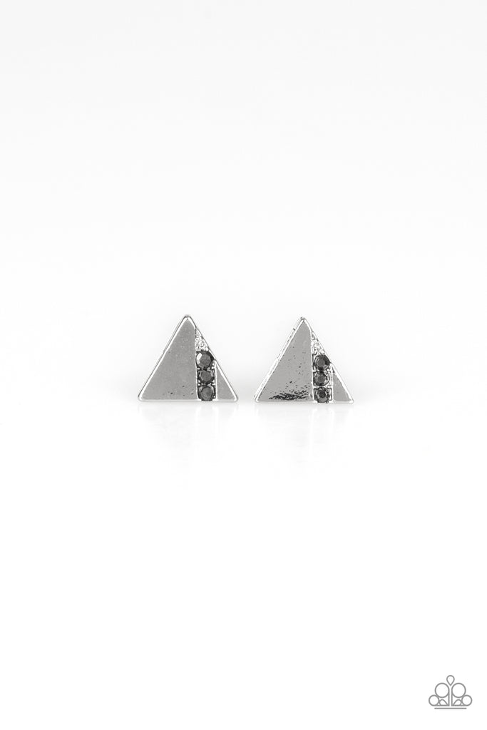 Pyramid Paradise - Silver & Hematite Rhinestone Post Earrings - Paparazzi Accessories - Chic Jewelry Boutique by Andrea