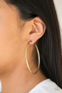 5th Avenue Attitude Brass Hoop Paparazzi Earrings  Chic Jewelry Boutique