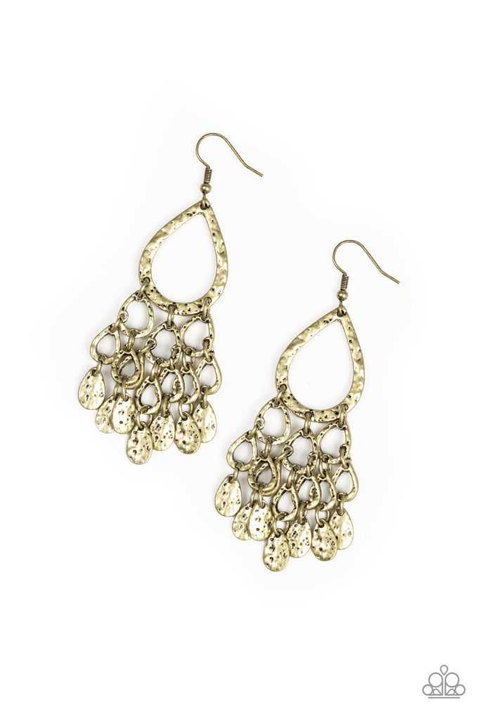 Teardrop Trinket - Brass Teardrop Earrings - Paparazzi Accessories - Chic Jewelry Boutique by Andrea