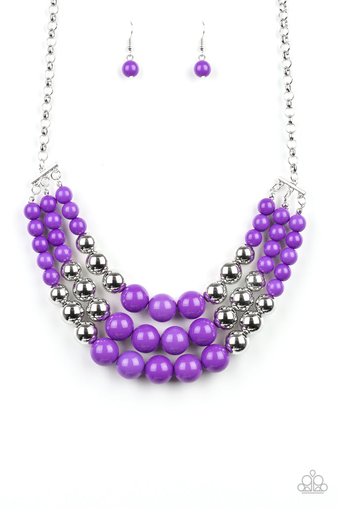 Dream Pop - Purple and Silver Necklace & Earring Set - Paparazzi Accessories - Chic Jewelry Boutique by Andrea