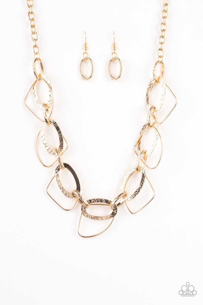 Very Avant-Garde - Gold Necklace & Earring Set - Paparazzi Accessories - Chic Jewelry Boutique by Andrea