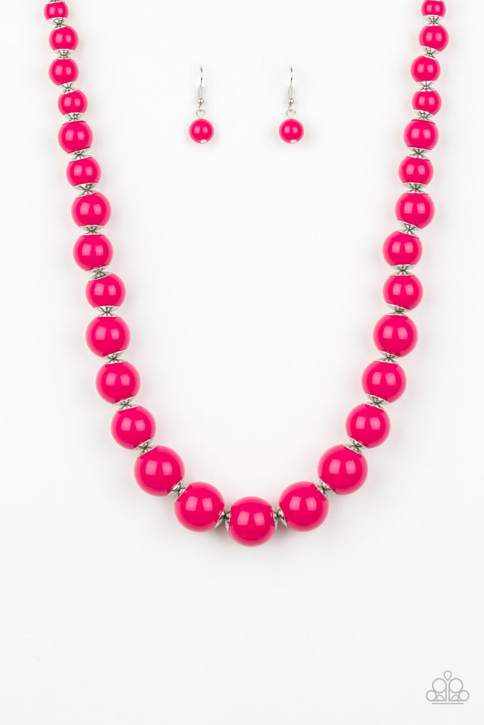 Everyday Eye Candy - Pink Necklace & Earring Set - Paparazzi Accessories - Chic Jewelry Boutique by Andrea