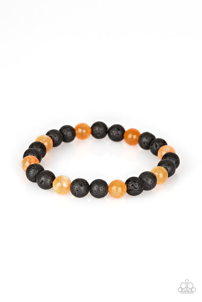 Top Ten Zen - Orange and Black Lava Rock Bracelet - Paparazzi Accessories - Chic Jewelry Boutique by Andrea
