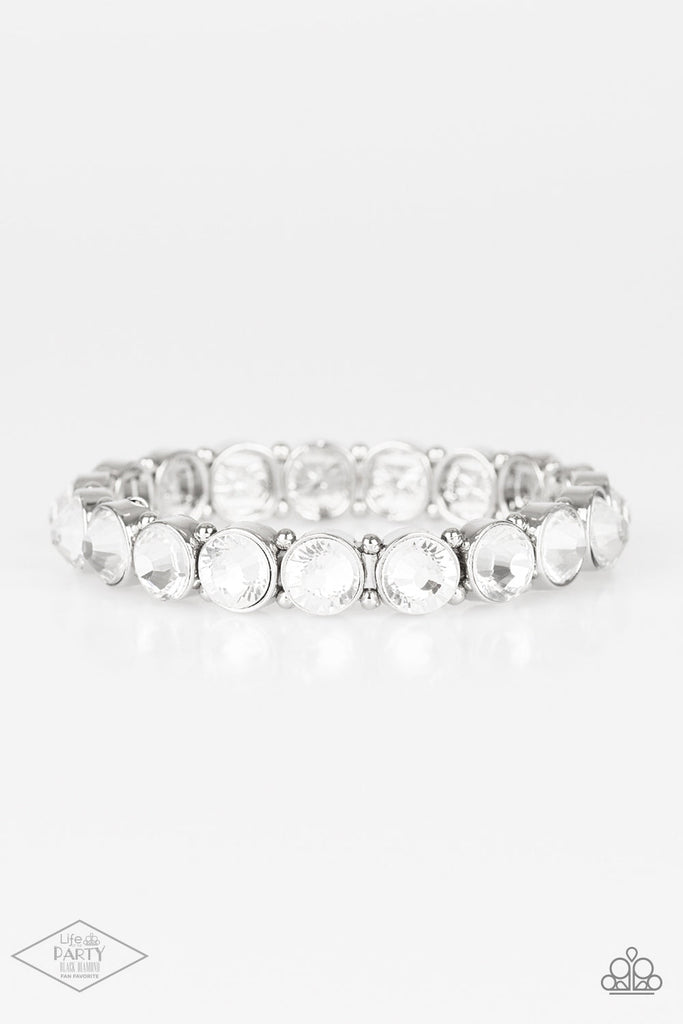 Sugar-Coated Sparkle - White Rhinestone Bracelet - Chic Jewelry Boutique