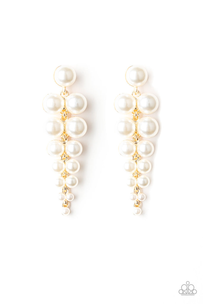 Totally Tribeca - Gold & White Pearl Earrings - Paparazzi Accessories