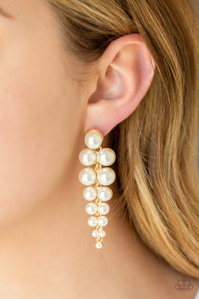 Totally Tribeca - Gold & White Pearl Earrings - Paparazzi Accessories