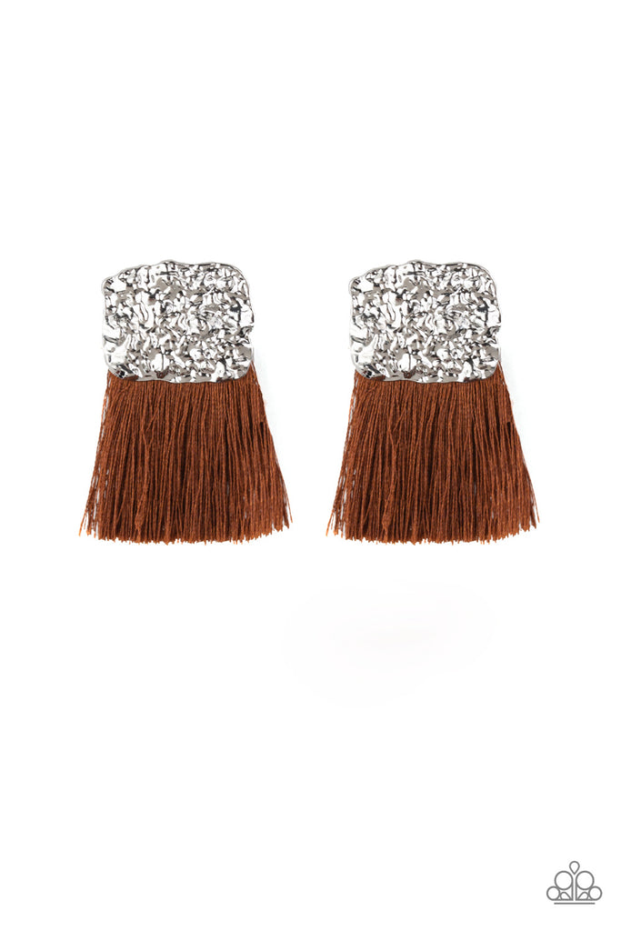 Plume Bloom - Brown Fringe Earrings - Paparazzi Accessories - Chic Jewelry Boutique by Andrea