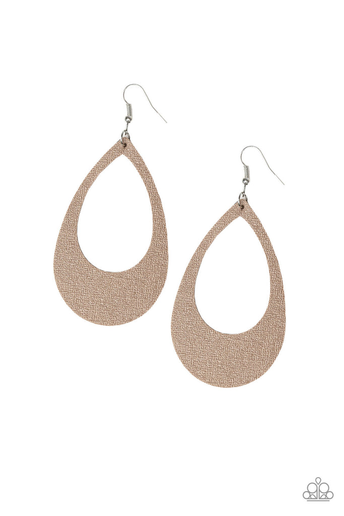 What a Natural - Brown Leather Earrings - Paparazzi Accessories - Chic Jewelry Boutique by Andrea