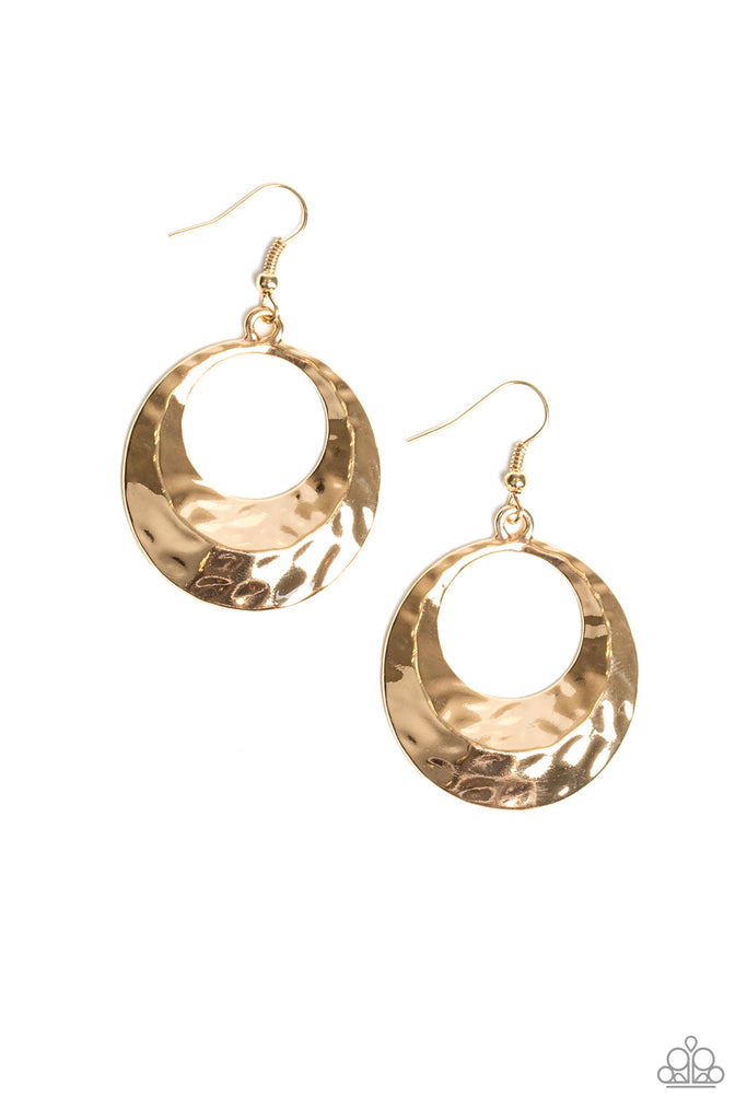 Savory Shimmer - Gold Hammered Earrings - Paparazzi Accessories - Chic Jewelry Boutique by Andrea