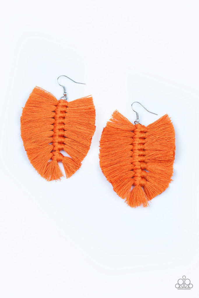 Knotted Native - Orange Peel Tassel Earrings - Paparazzi