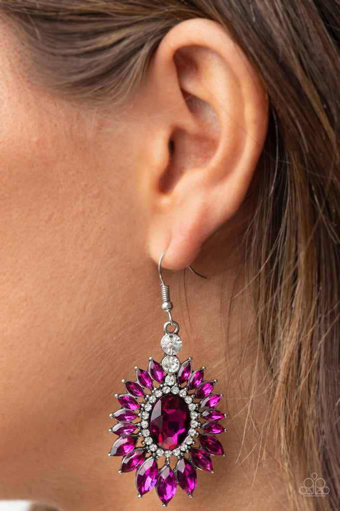 Big Time Twinkle - Pink Rhinestone Earrings - Paparazzi