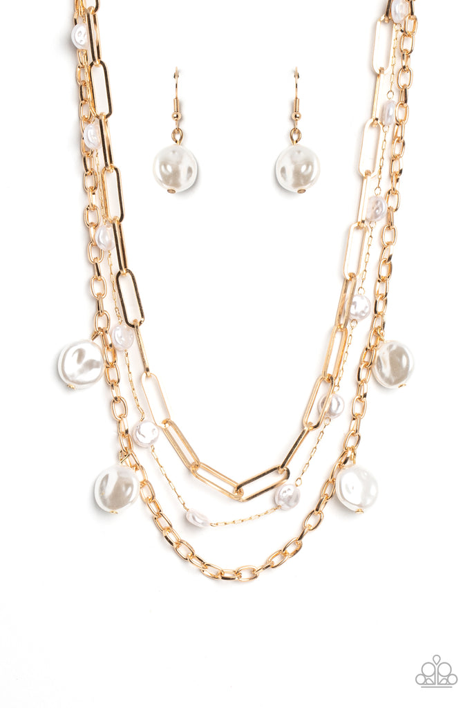 Blissful Ballad - Gold & Pearl Necklace - Chic Jewelry Boutique