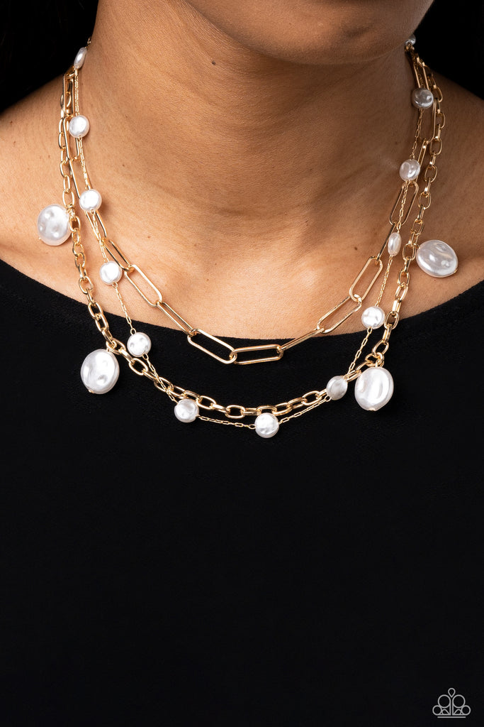 Blissful Ballad - Gold & Pearl Necklace - Chic Jewelry Boutique
