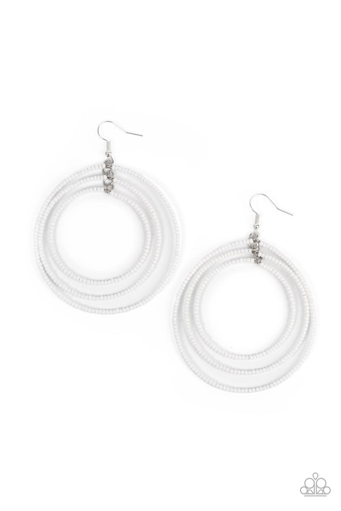 Colorfully Circulating White Seed Bead Hoop Earrings Chic Jewelry