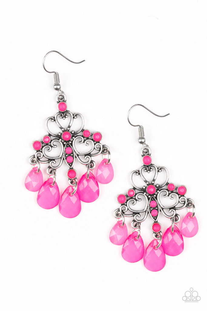 Dip It GLOW - Pink Rhinestone Earrings - Paparazzi