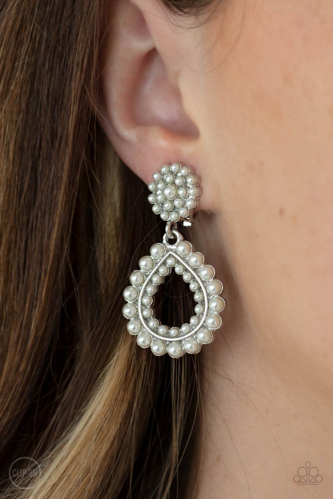Discerning Droplets - White Pearl Earrings - Paparazzi