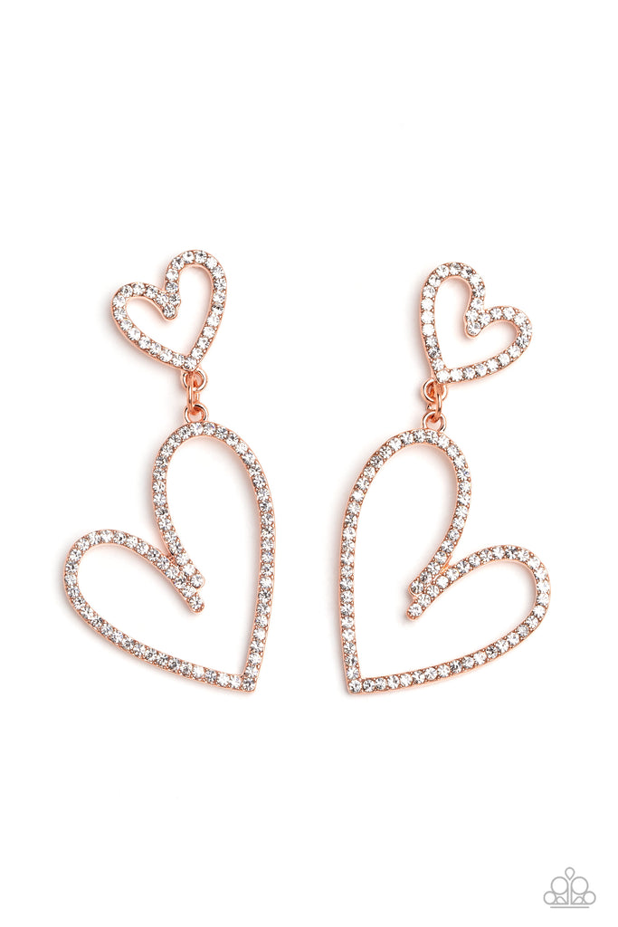 Doting Duo - Copper Heart Earrings - Chic Jewelry Boutique