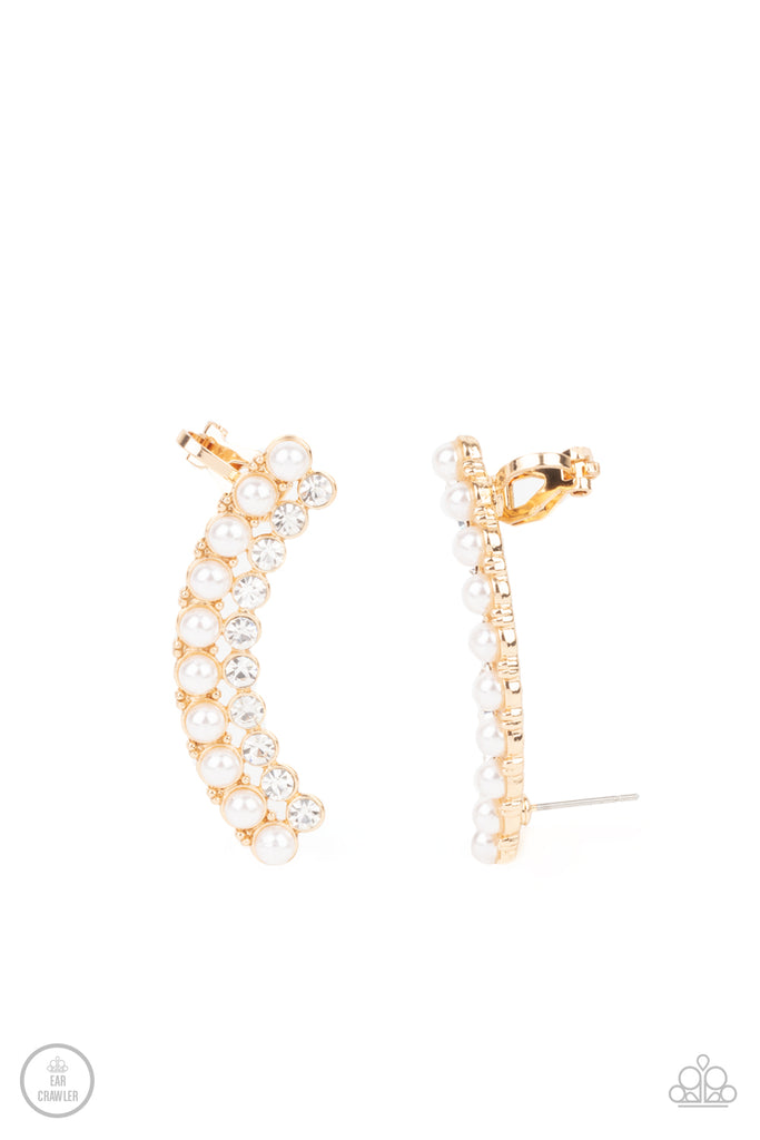 Doubled Down On Dazzle - Gold Ear Crawler Earrings - Paparazzi