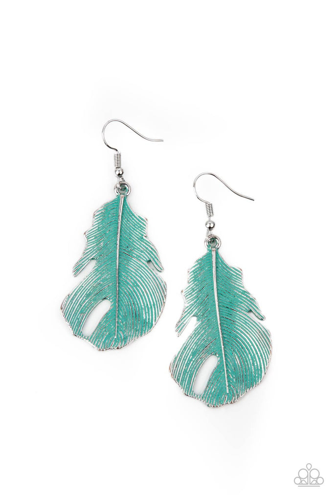 Heads QUILL Roll - Blue Feather Earrings - Paparazzi