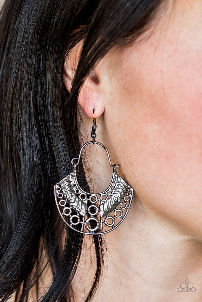 Indigenous Idol - Black Gunmetal Earrings - Paparazzi Accessories - Chic Jewelry Boutique by Andrea