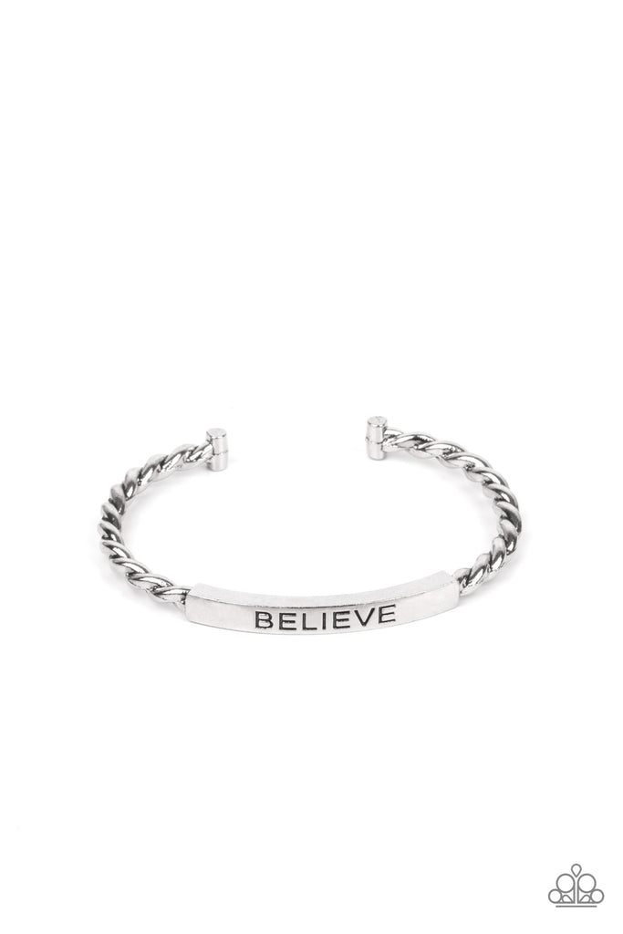 Keep Calm and Believe - Silver "Believe" Bracelet - Paparazzi