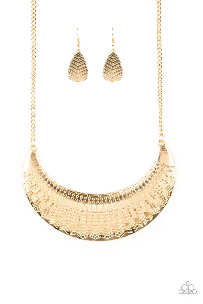 Large As Life - Gold Tribal Necklace - Paparazzi