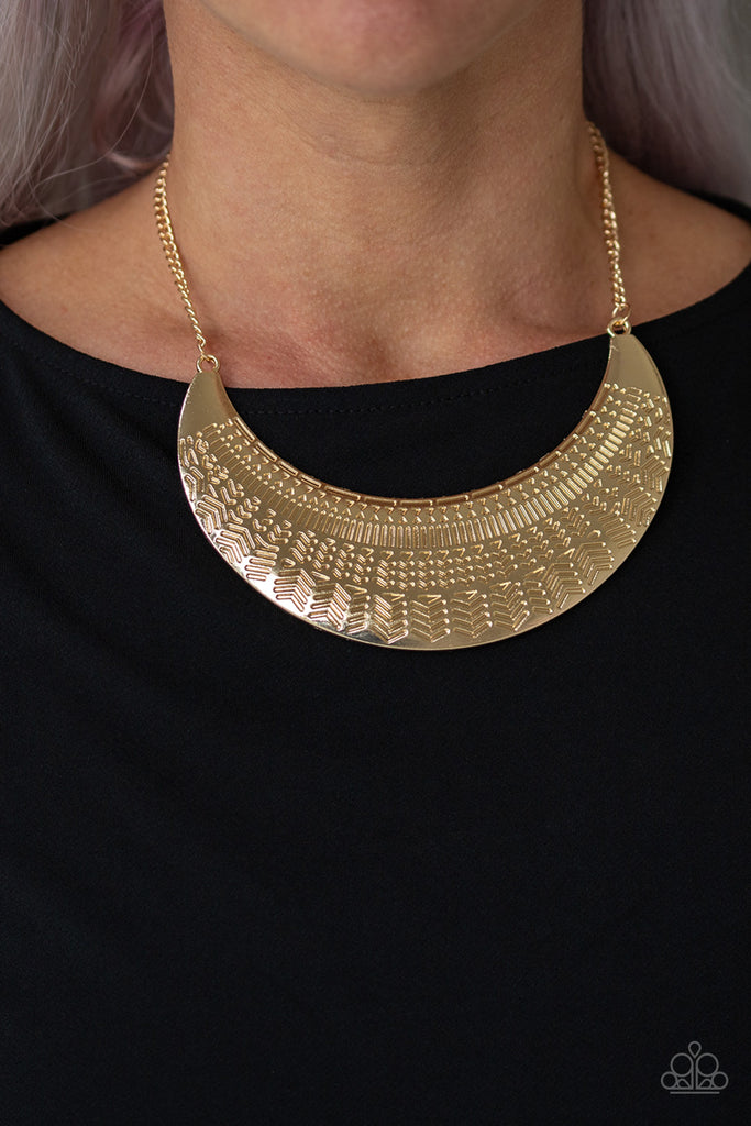 Large As Life - Gold Tribal Necklace - Paparazzi