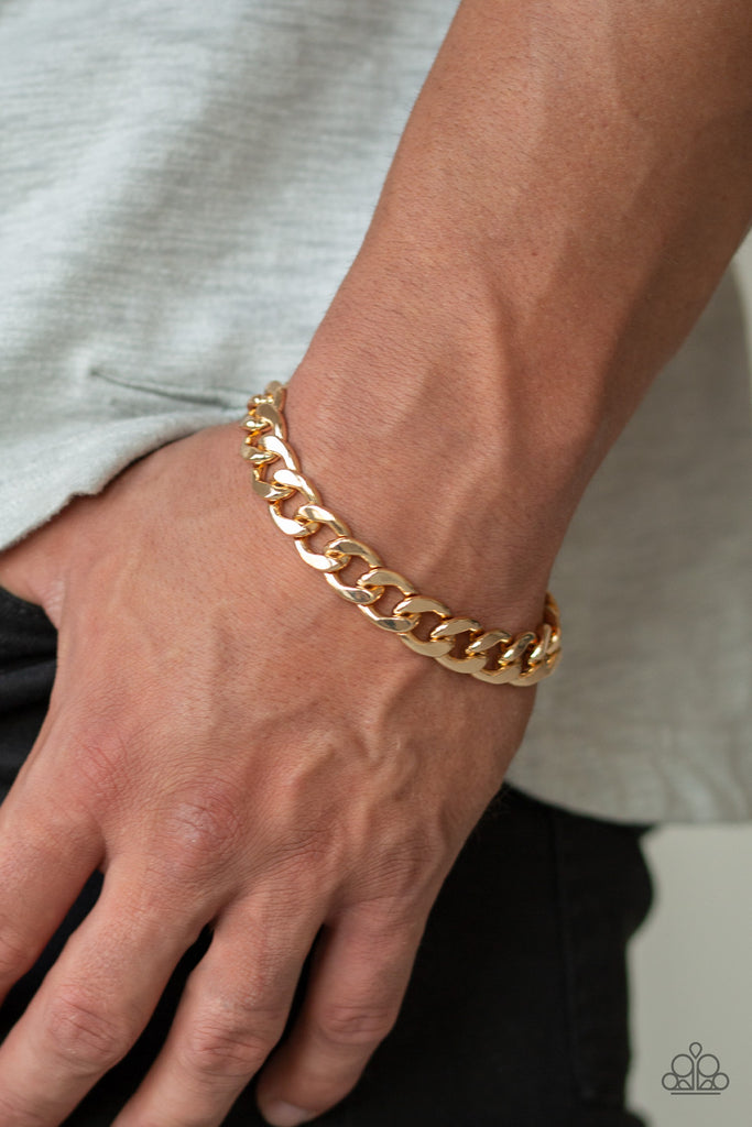 Leader Board - Gold Curb Link Chain Bracelet - Paparazzi