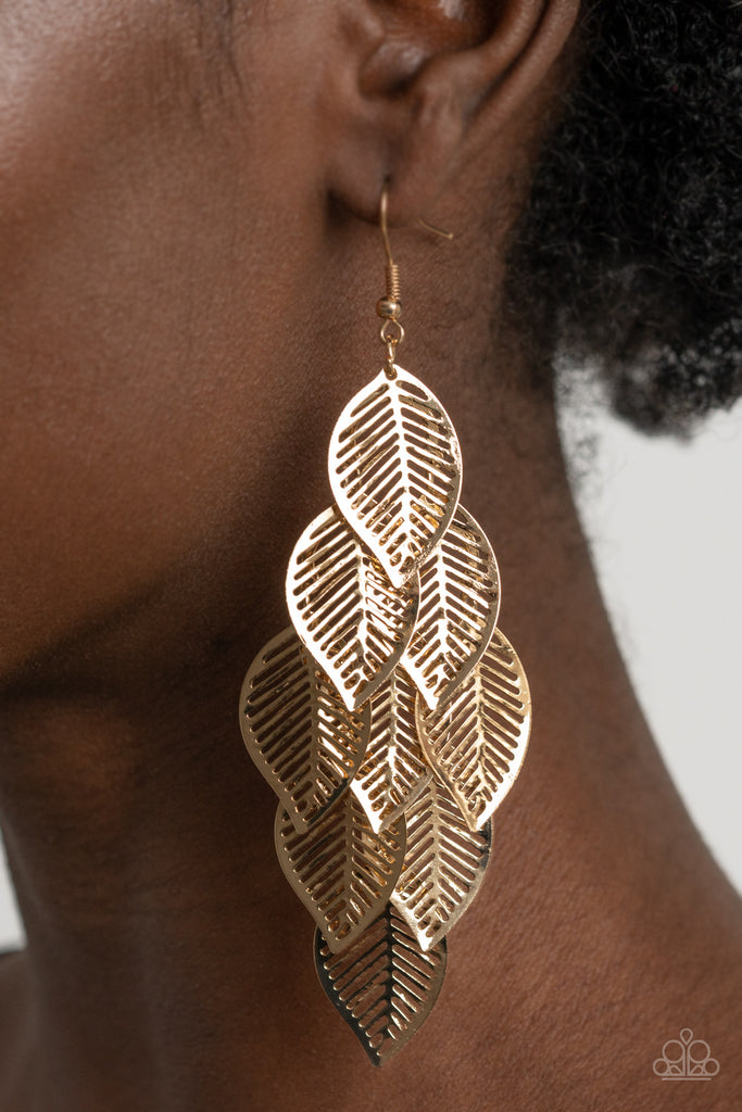 Limitlessly Leafy - Gold Leaf Earrings - Paparazzi