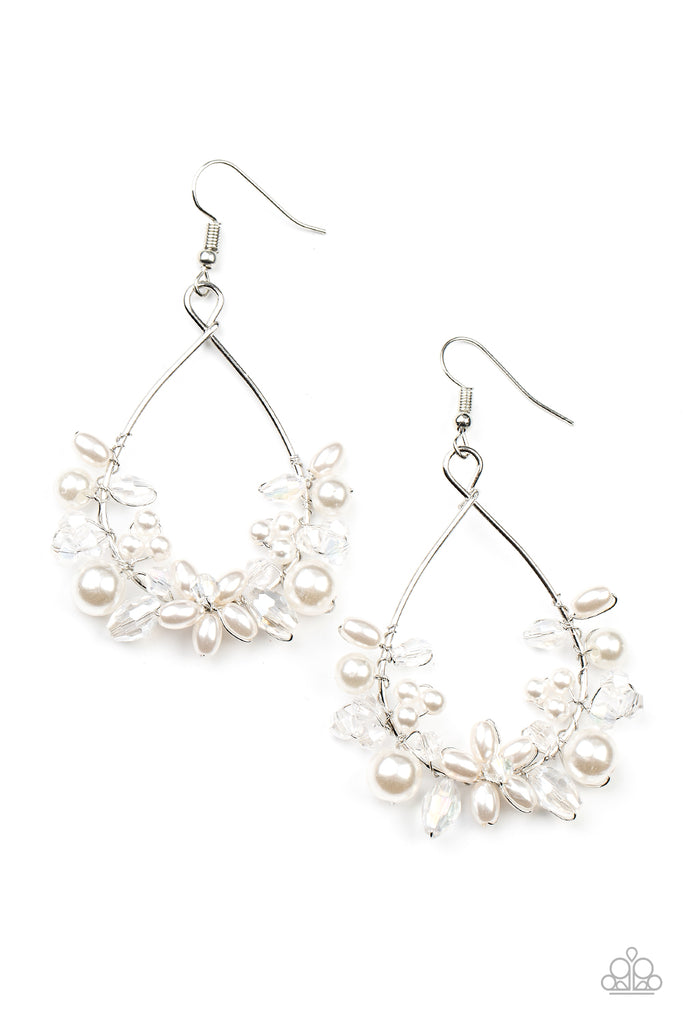 Marina Banquet - White Pearl & Crystal Earrings - Paparazzi