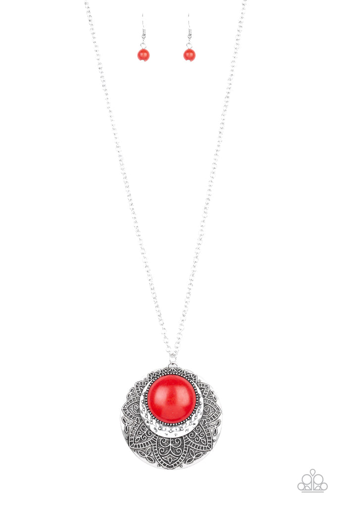Medallion Meadow - Red Stone Necklace - Paparazzi