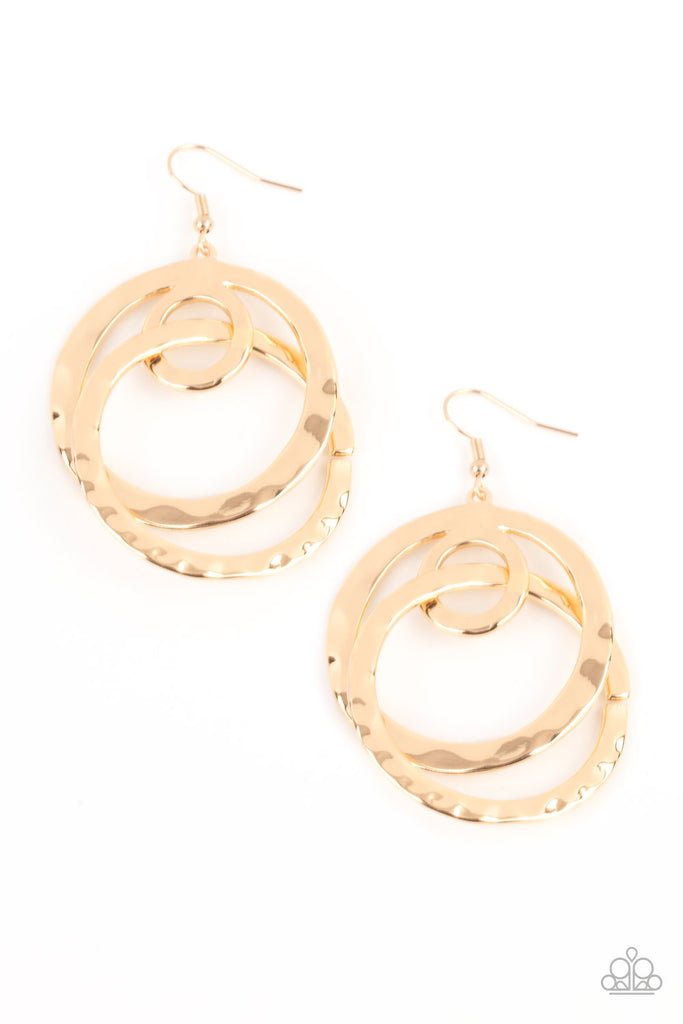 Modern Relic Gold Hammered Paparazzi Earrings Chic Jewelry Boutique