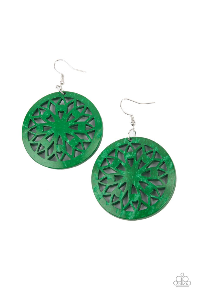Ocean Canopy - Green Mandala Earrings - Paparazzi