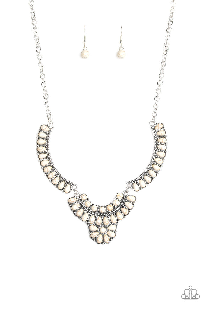 Omega Oasis - White Crackle Stone Necklace - Paparazzi